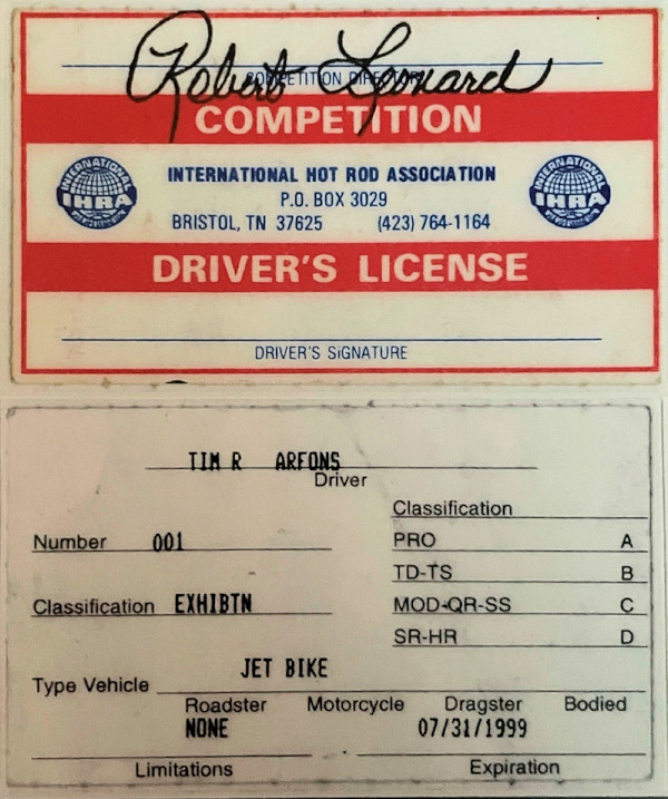IHRA Driver's License 